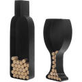 Decorative Black Metal Wall-Mounted Wine Bottle & Glass Design Cork Holders Wall Art